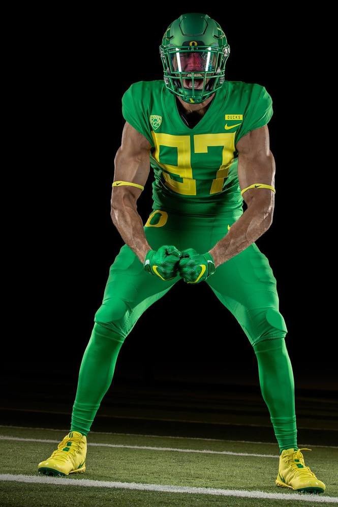 Oregon has 4 different shades of green in their uniform set