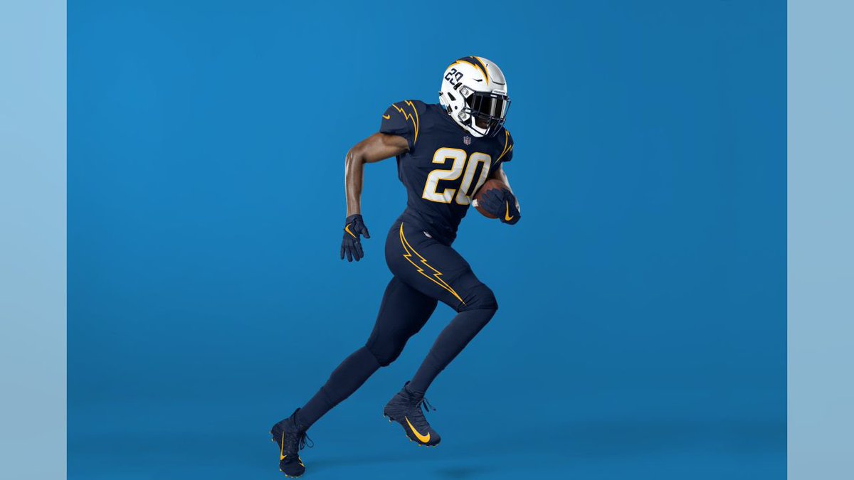 The LA Chargers wear 3 shades of blue!!!