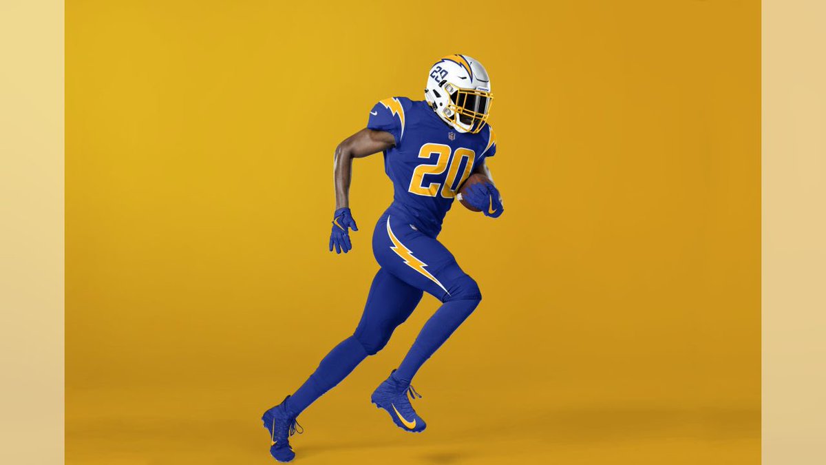 The LA Chargers wear 3 shades of blue!!!