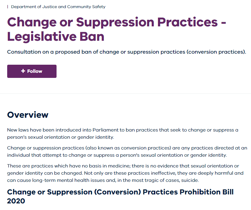 The government treats gender identity & sexual orientation as if they are both immutable: "Change or suppression practices -- also known as conversion practices -- are any practices ... that attempt to change or suppress a person's sexual orientation or gender identity."