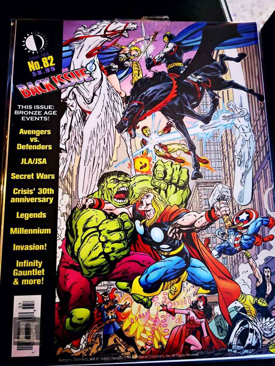 PolluxDioscuros's tweet photo. Today I got issue #82 of #BackIssue which centers in the #BronzeAge #Marvel and #DCComics events with a gorgeous #JohnByrne cover featuring #TheAvengers vs. #TheDefenders! I knew about this issue looking for a #ComicsInterview issue. Haven't opened it. 🤩👌 https://t.co/Xjch7Ze18A