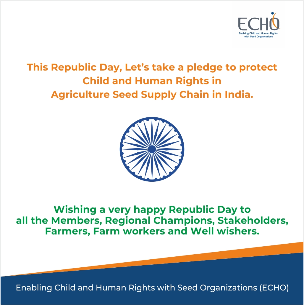 ForumEcho's tweet photo. #HappyRepublicDay2021 #26January #India #ForumEcho 

This #Republic #Day, Let's take a pledge to protect #Child &amp; #Human #Rights in #Agriculture #Seed #Supply #Chain in #India.  #Agriculture #Seed #Industry #NGO #Enabling #Child &amp; #Human #Rights #thoughtleadership   #humanrights https://t.co/OAMcC9ManA