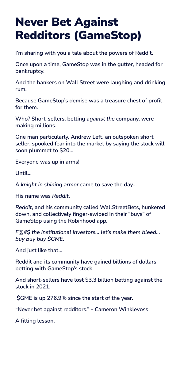 Deanpaletz's tweet image. Never bet against Reddit :O

#ship30for30
#gme
#gamestop