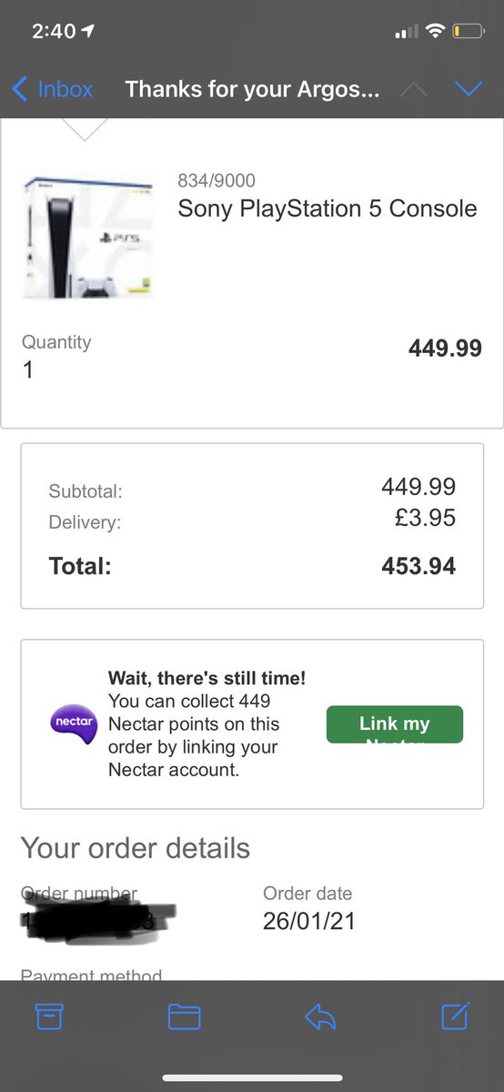 JoeMyhill2's tweet photo. @Ps5Instant Thank you so much for your help! Had one go through and one Click and Collect where it took the payment but no confirmation. Think that one will go through? https://t.co/F0EUSj0VTE