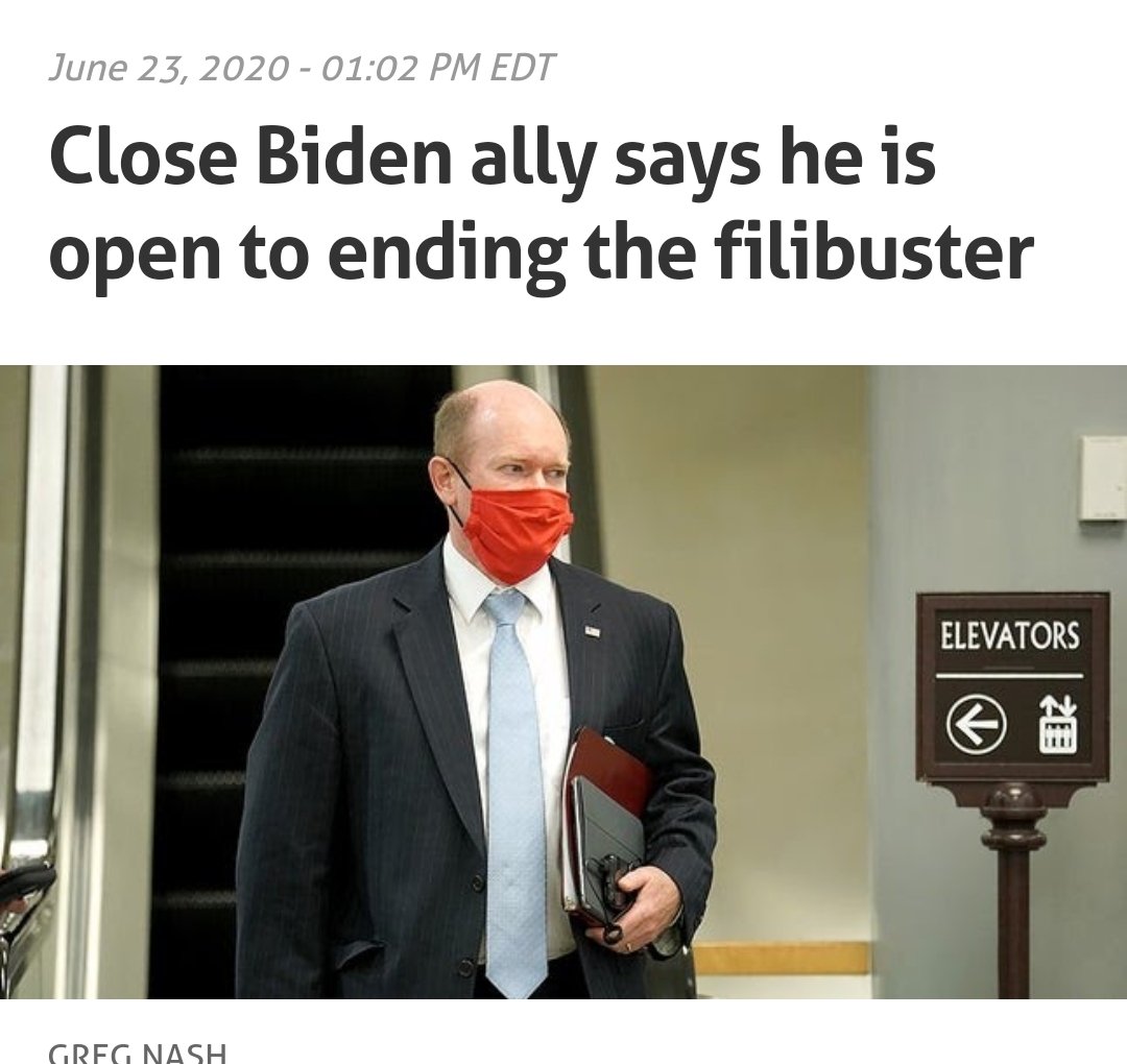 Here is Coons in December 2018 and then June 2020. Circumstances change.