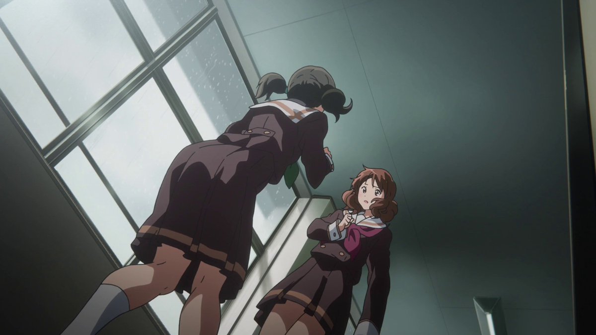 Now crushed by the sense of defeat/hopelesness, she lashes to the closest innocent bystander looking to have her lack of self worth validated, which convieniently is Kumiko who does her best to comfort her but lacks the wordsto get through her