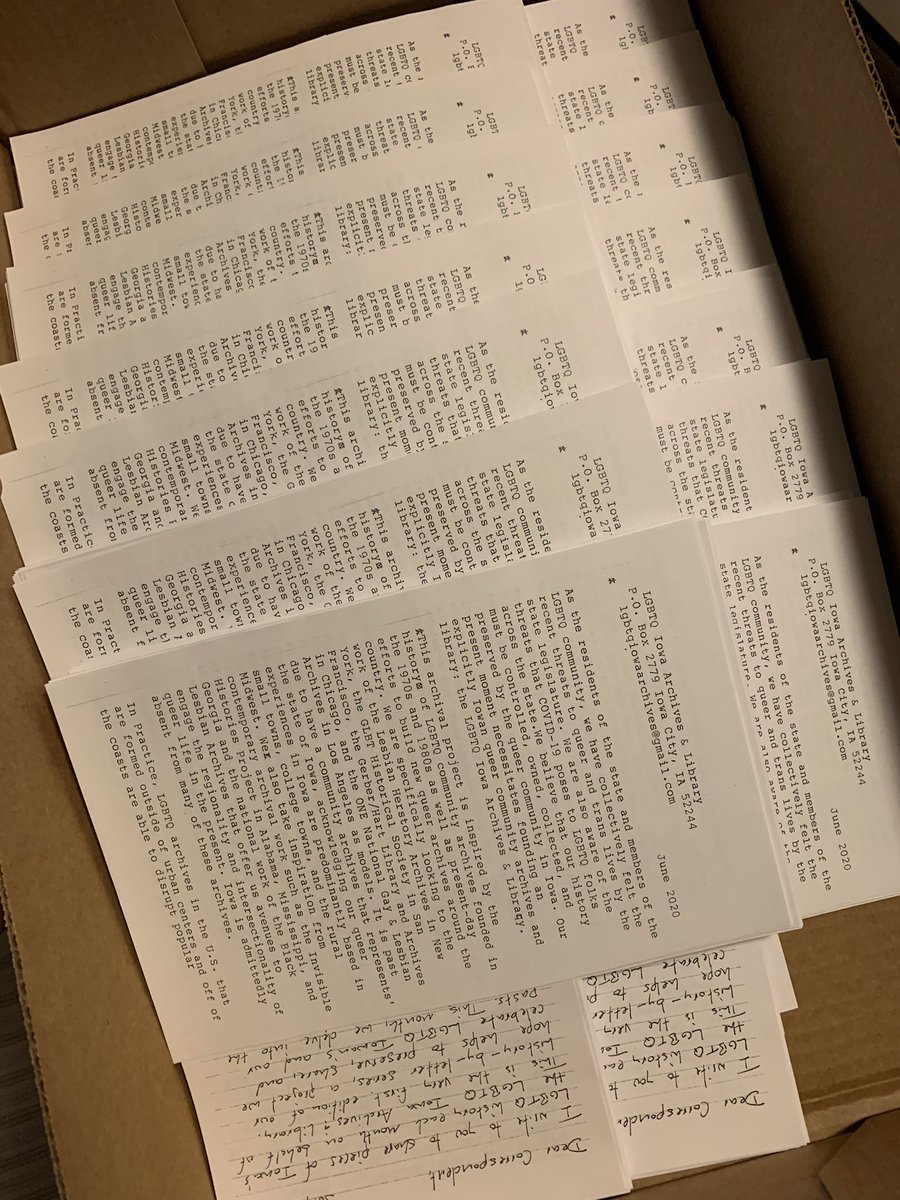 LGBTQIowa's tweet photo. New back copies of our history-by-letter series are in! Need some queer history mail in your life? Sign-up for all our future mailings AND buy a set of back issues while you’re at it! #LGBTQHistory #QueerIowa #CommunityArchives #Iowa #Midwest #LGBTQ #QueerHistory #Mail https://t.co/Pv0vVYX2mY