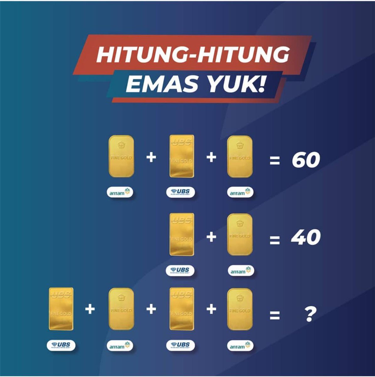 BprSaga's tweet photo. Let’s Count!
Berapakah nilai emas yang paling bawah? 
#BprSaga #Emas #LogamMulia #Investasi https://t.co/N9mJEYNzfq