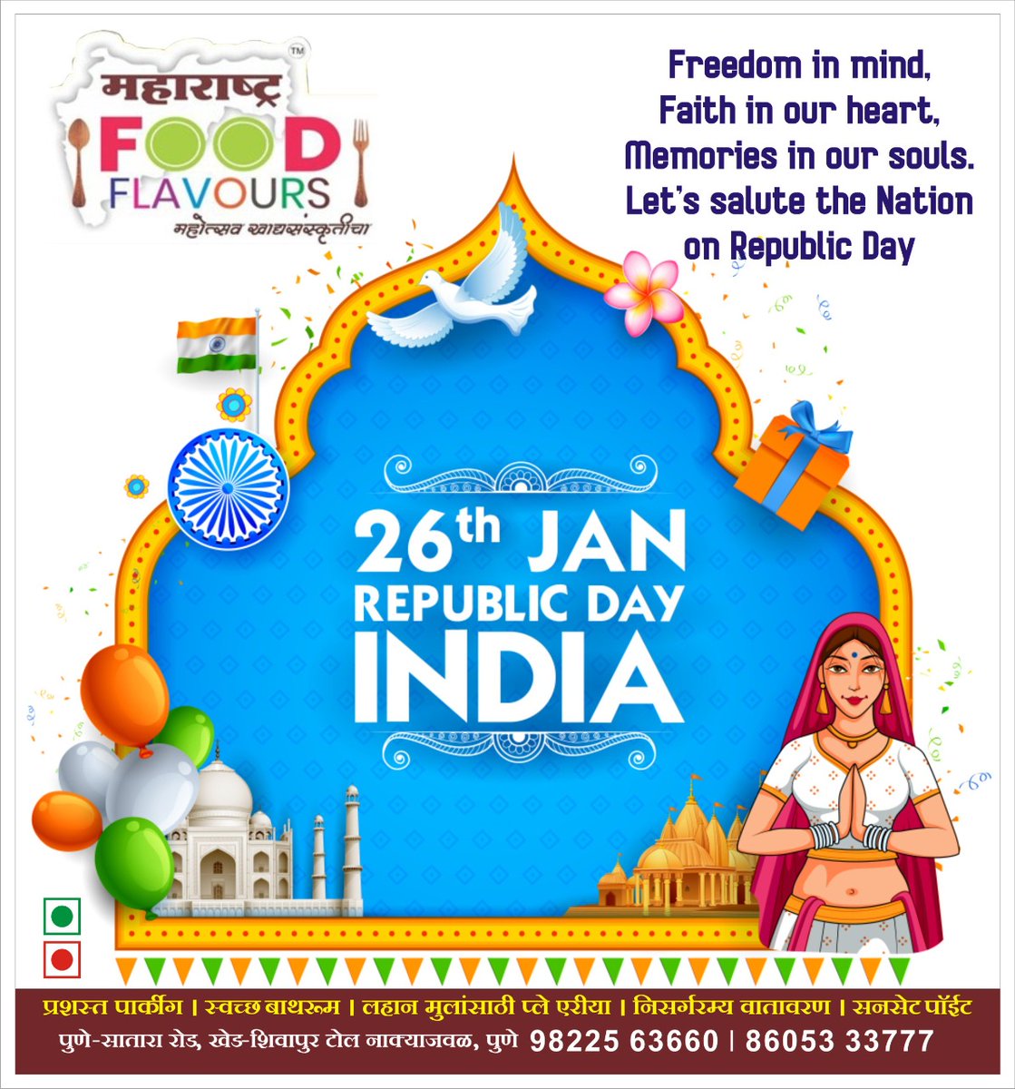 MaharashtraFoo2's tweet photo. Freedom in Mind, Faith in Words, Pride in our Heart, Memories in our Souls. Let's Salute the Nation on REPUBLIC DAY. HAPPY REPUBLIC DAY 
#RepublicDay #ProudIndian #republicday #india #indian #photography #happyrepublicday #republicdayindia #love #foodlovers #national #indianarmy https://t.co/Mh9b3BRal3