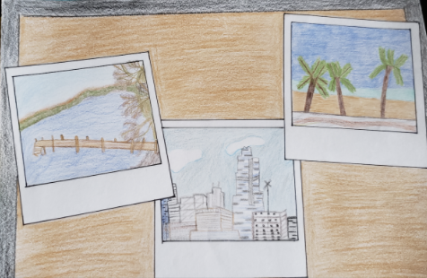 FJHSart's tweet photo. 7th grade artists learned about how artists preserve memories.  Students thought about "Places of Meaning" in their lives and created stunning drawings.  #cridgepride https://t.co/Hj8HP2D7r9