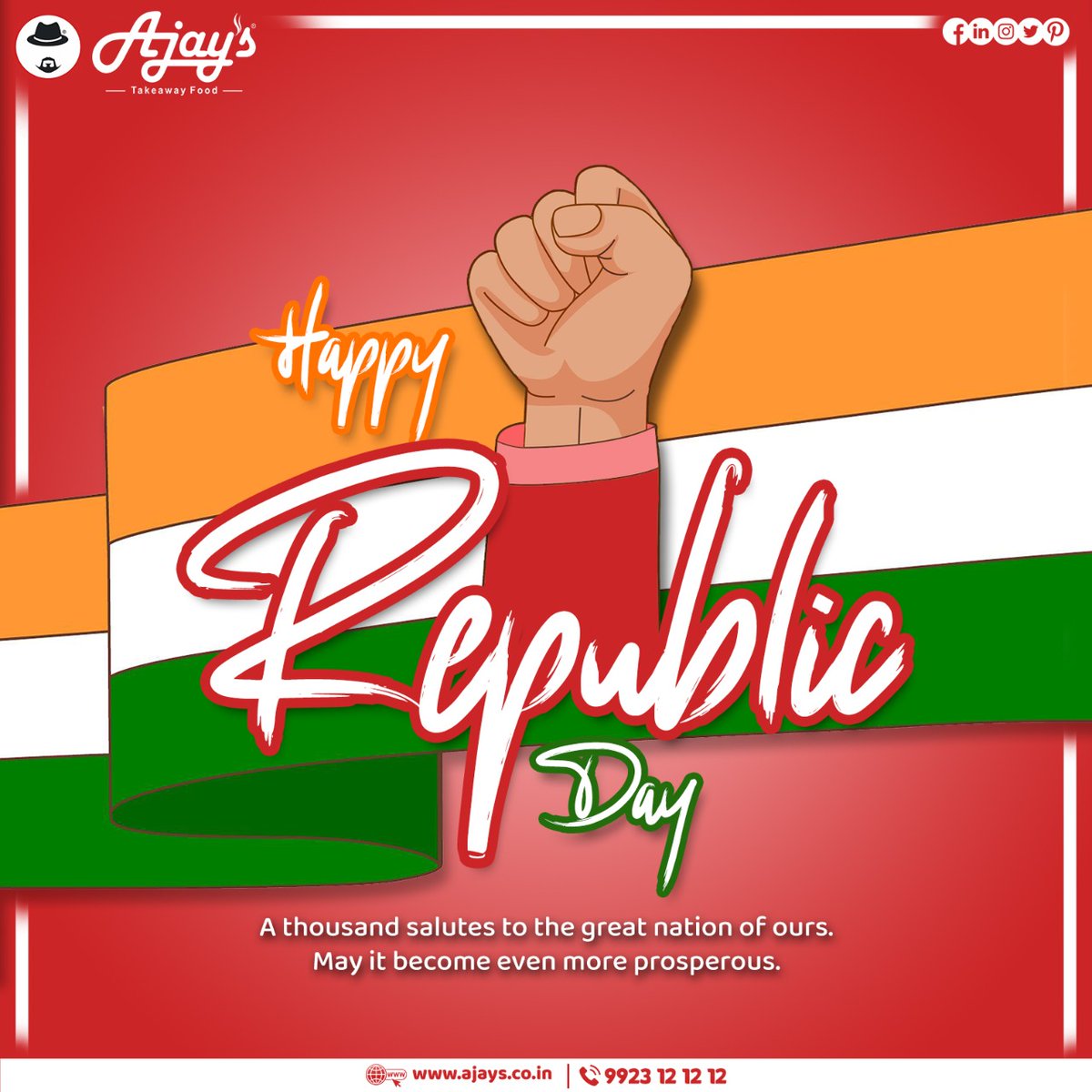ajaysgoodfood's tweet photo. Today, let us remember the golden heritage of our country and feel proud to be a part of India. 🇮🇳
Wishing all the people of India a Happy Republic Day.!!
#HappyRepublicDay #RepublicDay #Patriots #National #ProudIndian #IncredibleIndia #IndianFlag #RepublicDayPost #JaiHind #Ajays https://t.co/rYak8E6vtx