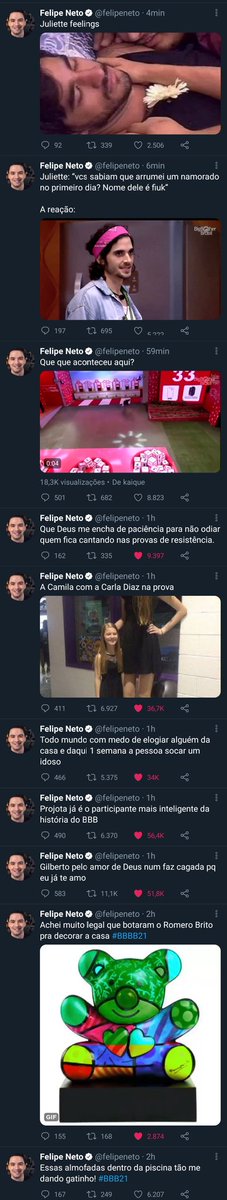 URREASK1N's tweet photo. @felipeneto "nn vou assistir essa edição do bbb"
Felipe neto, 2021, live

Felipe neto no PRIMEIRO dia de bbb: https://t.co/z6wSrPK7Mk