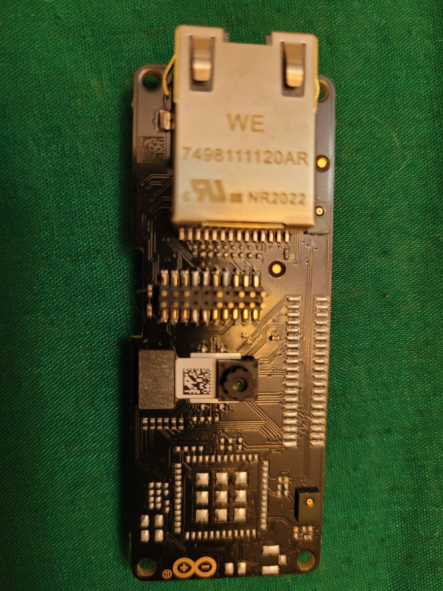rocksetta's tweet photo. Just arrived the slightly newer #PortentaVisionShield for the fancy 160 pin @arduino #Portenta #portentaH7

Note: the little bit of white insulation behind the camera. If your vision shield doesn't have this put a little bit of tape placed easily behind the camera. https://t.co/Jl2irxE3UN