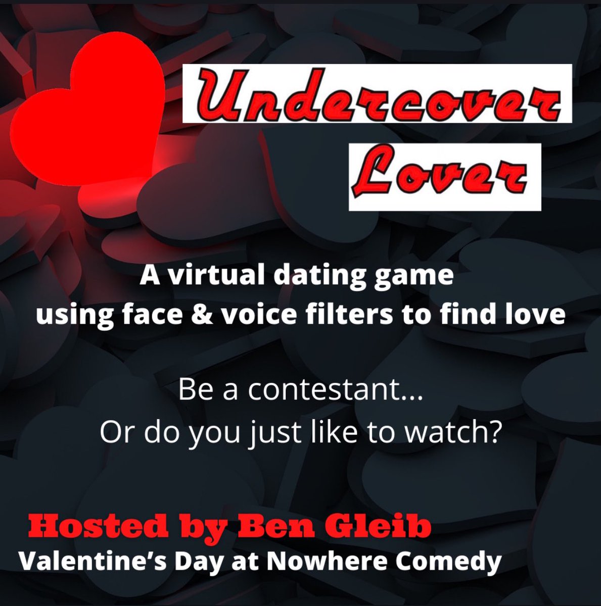 bengleib's tweet photo. Are u single? Let me find u somebody! On Valentine’s Day I’m hosting a 1 time only virtual event. A dating game called UNDERCOVER LOVER! U could win $100 virtual date!

Think “Dating Game” meets “Masked Singer”

To apply to be a contestant email us UndercoverLover.Show@gmail.com https://t.co/STbvPW0C5z
