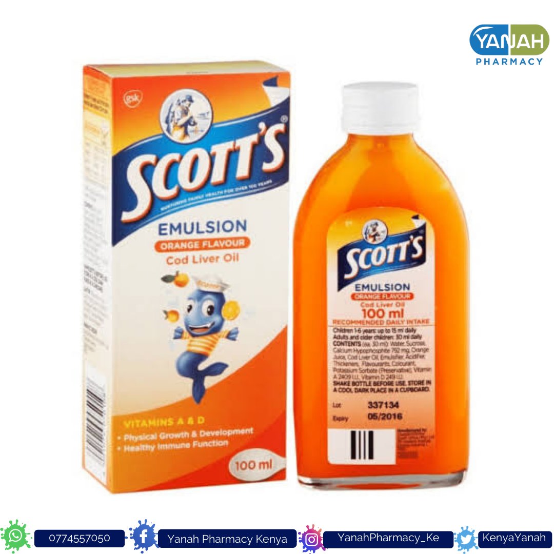 yanahpharmacy's tweet photo. Scotts Emulsion is made from Cod liver oil and is high in Vitamins A and D which help with growth, development and promotes a healthy immune system.
#scottsemulsion #codliver Sonko #health #VitaminA #VitaminD #immunity #yanahpharmke https://t.co/N8I4k5ZpII