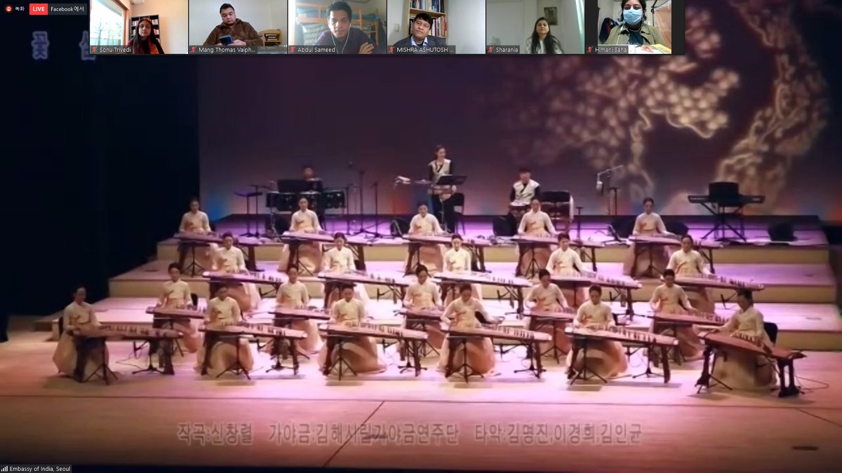 IndiainROK's tweet photo. Patriotic performances on the occasion of 72nd Republic Day by Embassy children and  Indian community in ROK and Gayageum performance by Gimhae City Orchestra. @ambsripriya @MEAIndia @IndianDiplomacy @ICCSeoul @ICCR_Delhi https://t.co/FMwuqKGx6B