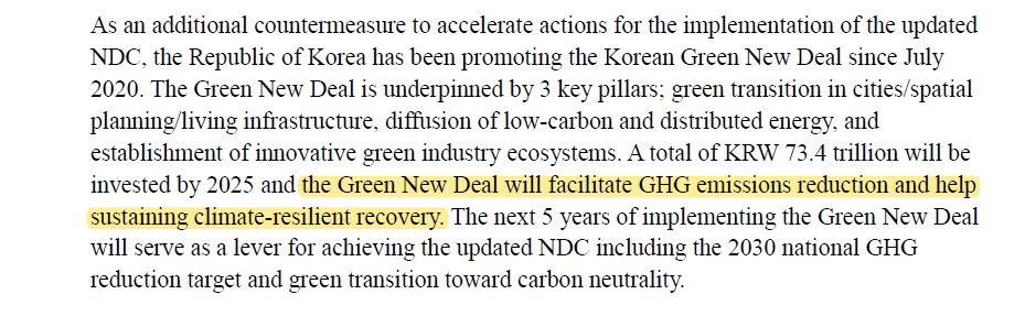 3/ Green New Deal as climate-covid solution:The EU and Republic of Korea NDC also refer to their Green New Deals as a way to tackle the climate & health crises simultaneously(one can argue Chile also belong in this list by including a "social pillar" in its climate plans)