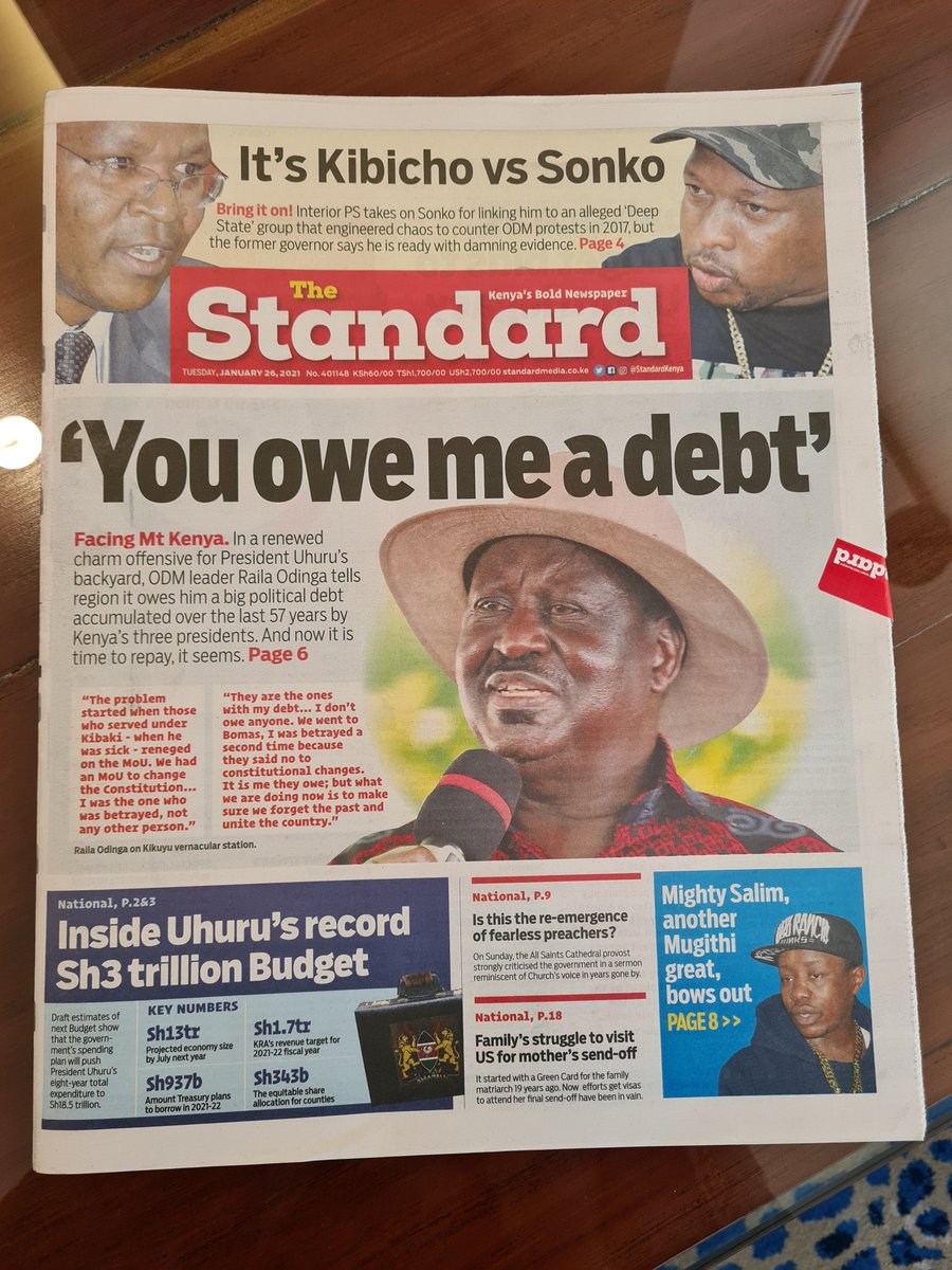 As a lawyer I usually don't do "debt collection"...but on this one I can do for Hon Raila...GRATIS...the challenge notwithstanding!