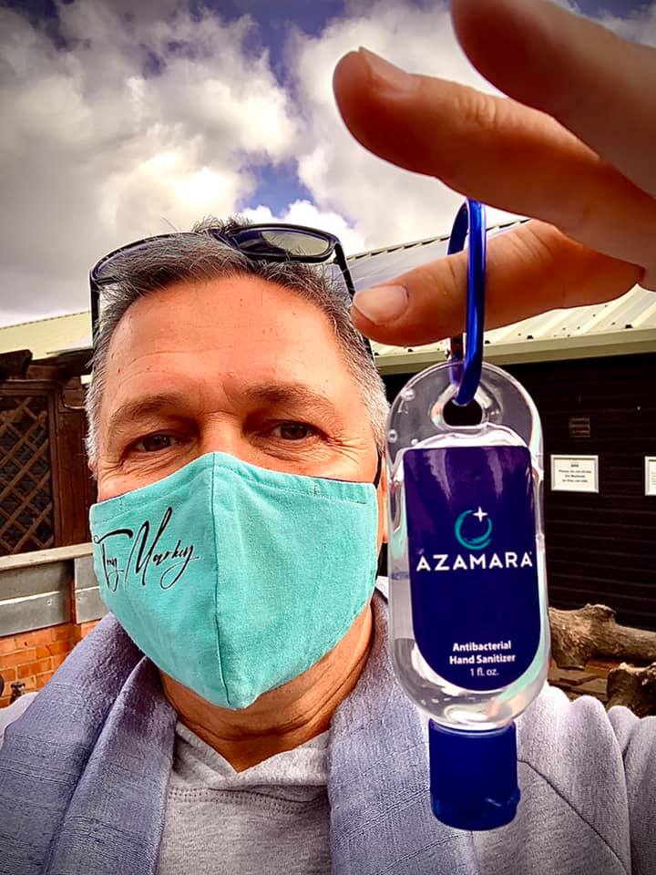 RCGCareers's tweet photo. Here’s Cruise Director @tony_markey reminding everyone to stay safe, wear your mask, and sanitize a lot. 😷 Thanks for the schwag, @azamara!
#IamAzamara https://t.co/Al3myoz79G