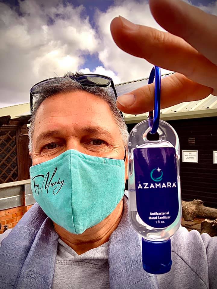 Here’s Cruise Director @tony_markey reminding everyone to stay safe, wear your mask, and sanitize a lot. 😷 Thanks for the schwag, @azamara!​
​
#IamAzamara