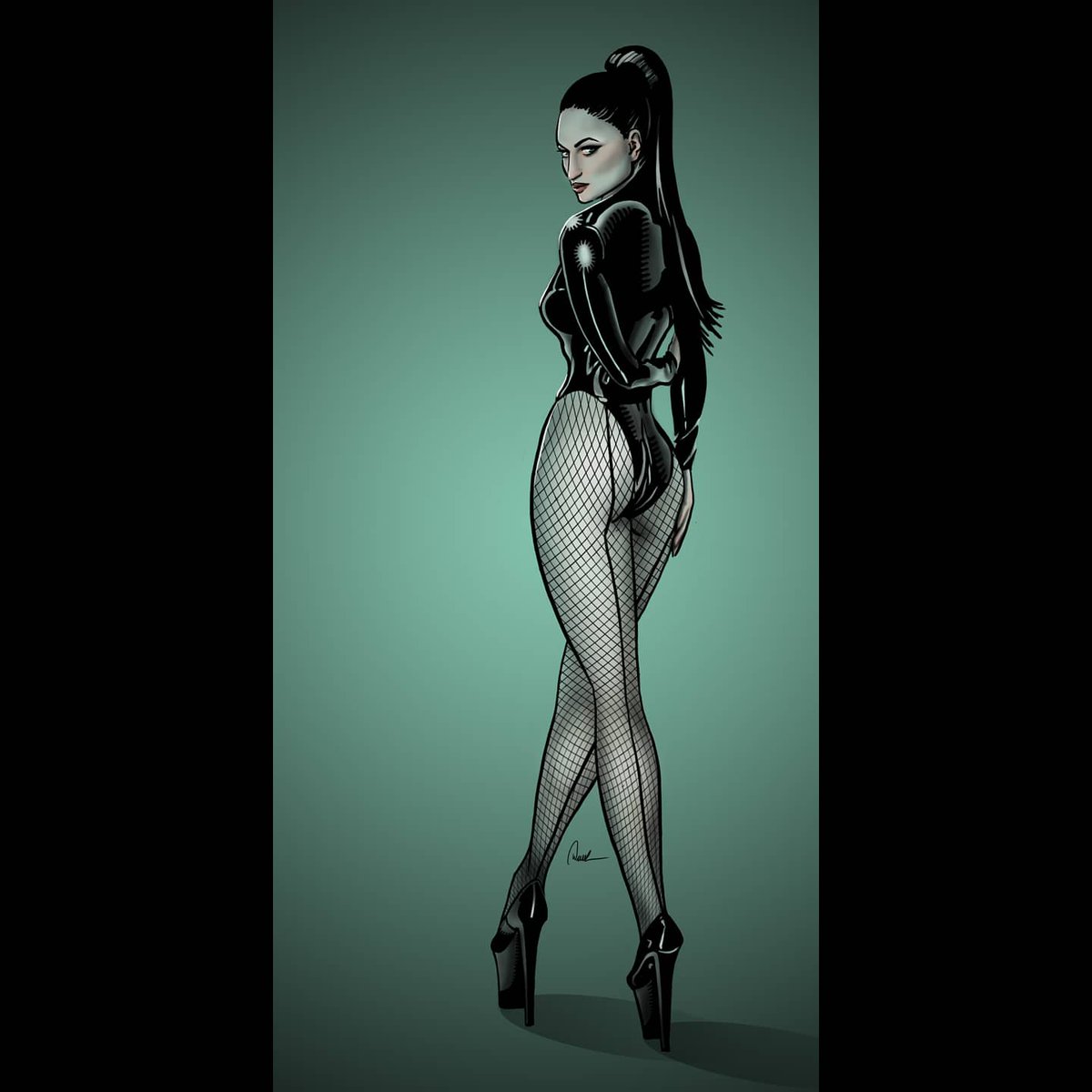 Study of Sister Sinister, focusing on inky lines and latex...