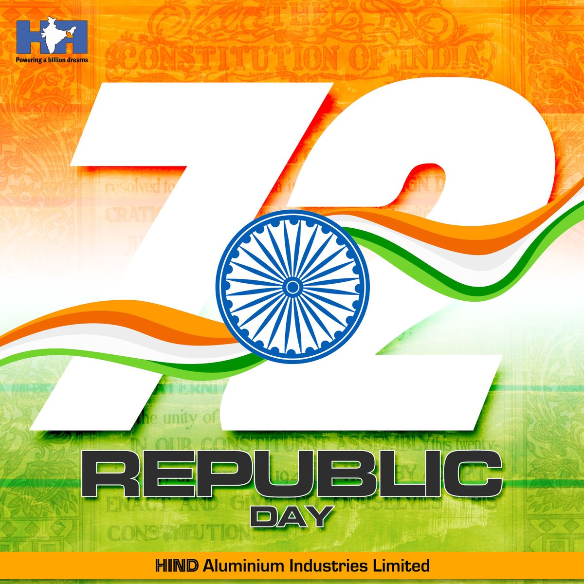 hindaluminium's tweet photo. Hind Aluminium Industries Ltd. wishes you all a Happy 72nd Republic Day

#RepublicDay https://t.co/WT22oxhOib