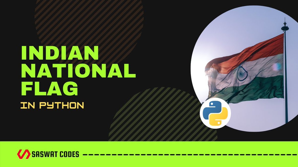 saswatcodes's tweet image. Create the Great Indian Flag with Python 😀🇮🇳

Link: youtu.be/VRDMC6ZHLaI

#RepublicDay #RepublicDayIndia #JaiHind #Python #SpeedCode #100DaysOfCode #DEVCommunity