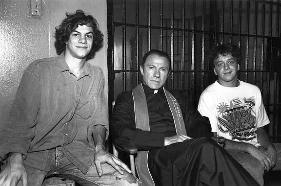 Ween and Harvey Keitel on the set of “It’s Pat” 1994.