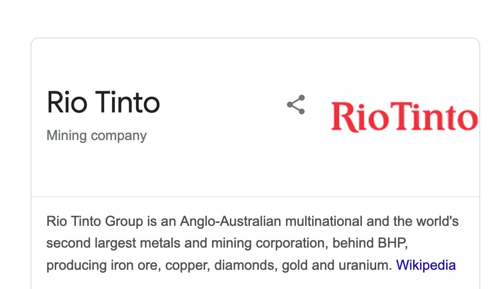 and the mining multi-national, Rio Tinto