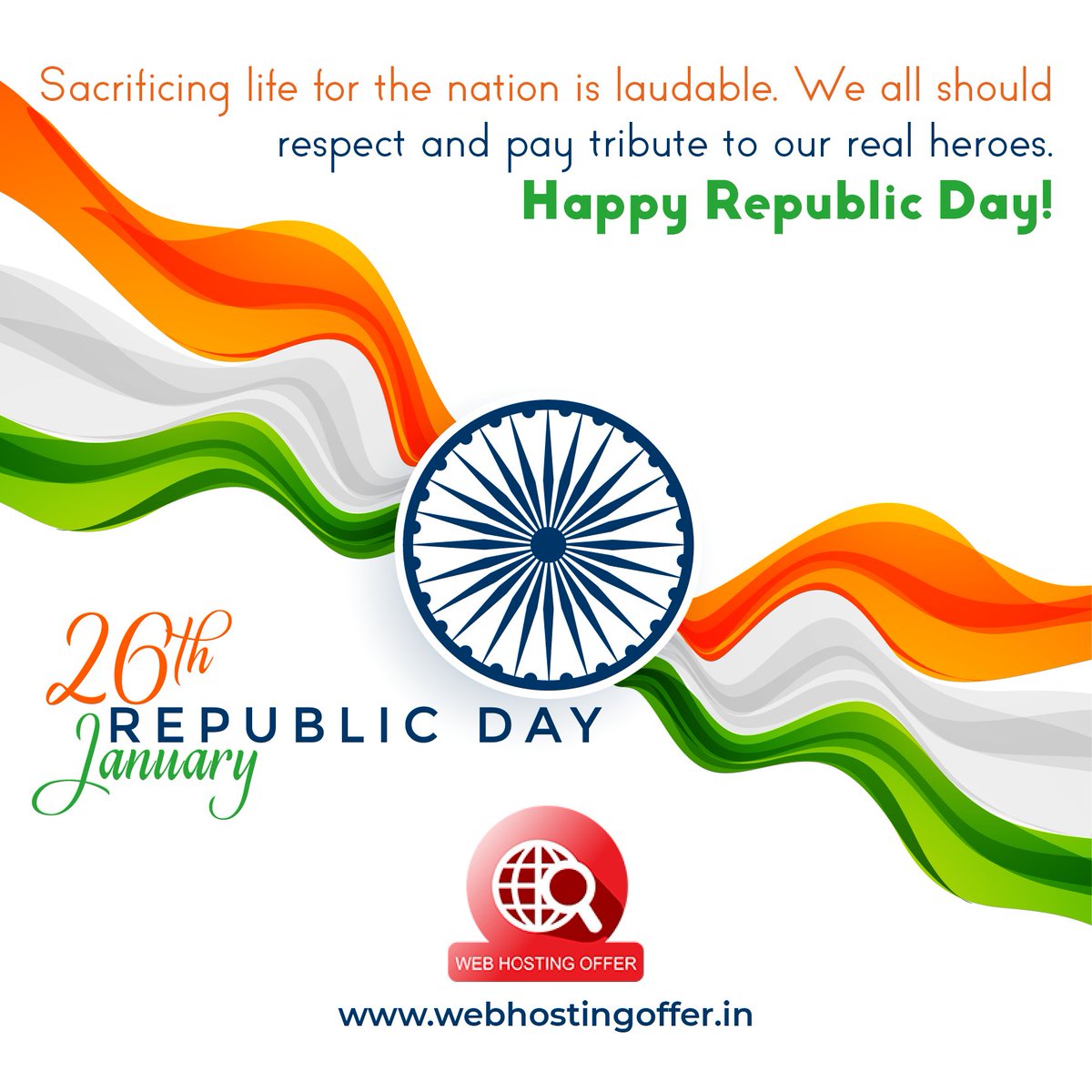 webhostingoff9's tweet photo. Sacrificing life for the nation is laudable. We all should respect and pay tribute to our real heroes.
Happy Republic Day
#HappyRepublicDay2021 #republicday #india https://t.co/cp8tuwO6LB