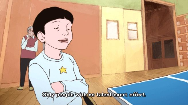 Smile only wants to have fun. Peco, enjoys the game through winning. So . . . over time, their relationship in ping pong becomes this thing where Smile lets Peco win. He has fun when his friend his happy. His friend has fun 'cause he's winning. This is important cause: