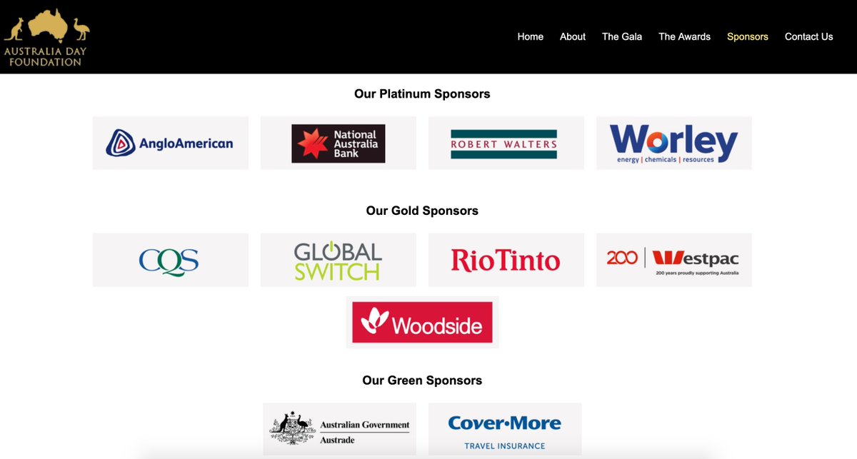 as well as Sir Michael Hintze's own asset management fund, CQS.Previous sponsors of the unknown judging criteria Australia Day Foundation UK awards have also included BHP Billiton - which I'm sure you'll agree helps round out a cosy little group.