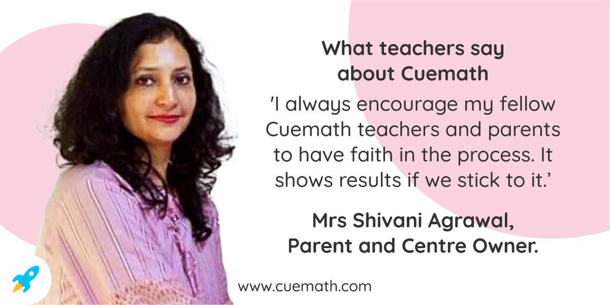 Cuemath's tweet photo. Hereโs what Mrs Shivani Agrawal, a Cuemath teacher had to say about her experience at Cuemath.ย
#mathexpert #math #learnmath #elearning #keeplearning #cuemath #mathisfun #mathclass #mathamatics #edtech #onlineclasses #mathskills #mathkaroaagebadho #mathislogic #visualmath https://t.co/Tdd7lQ9kNz