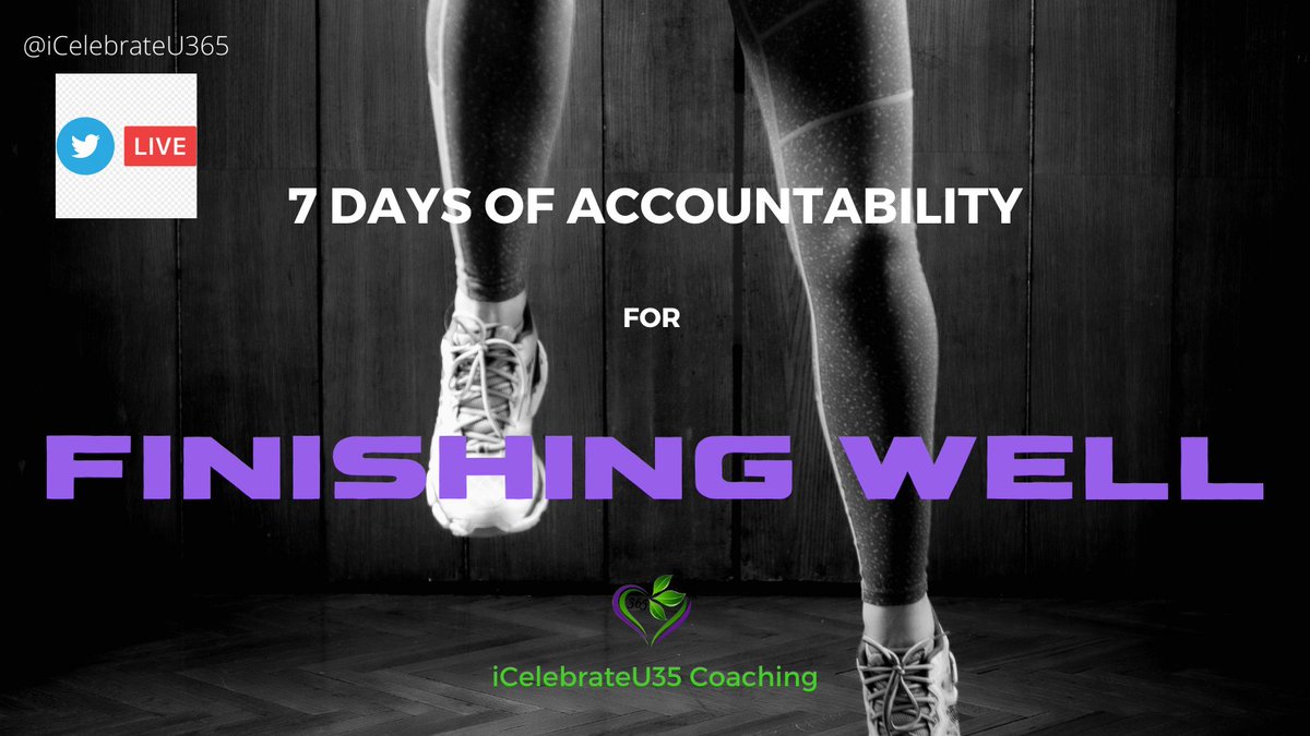 Before you put your #goals #intentions on the backburner.  JOIN me (@iCelebrateU365) and find out there's still time to #FinishWell 

#7DaysOfAccountability #selfcareWithoutApology #purposefulEngagement #accountability #plans #vision #purpose