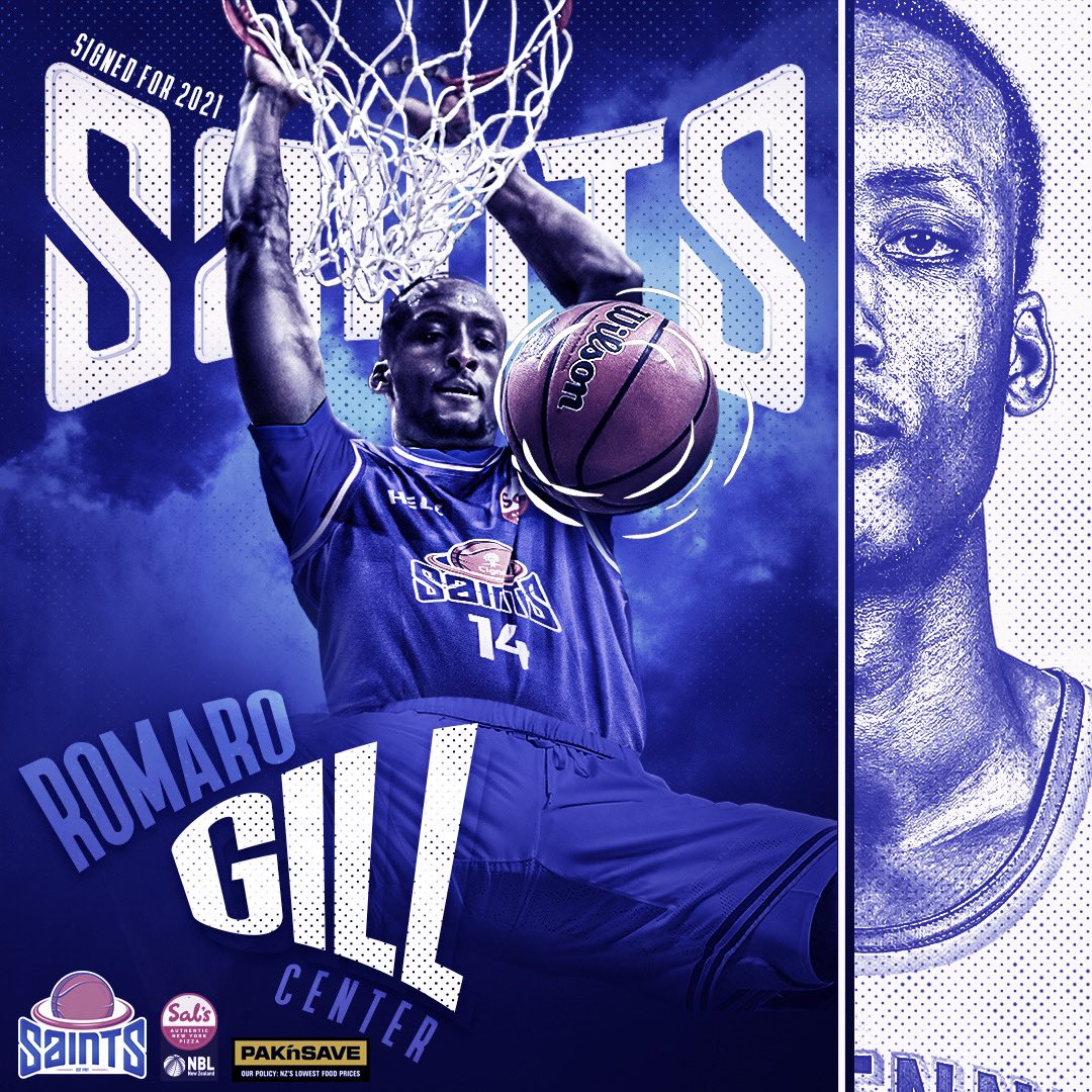 Who caught the BIG man on <a href="/1NewsSportNZ/">1News - Sport</a> !? Your Wellington Saints are thrilled to announce the signing of Romaro Gill for the 2021 season! 🙌🏾✍🏽💙

Towering in at a mighty 7’2”, Gill is the tallest import to ever play in the New Zealand National Basketball League ⛹🏽‍♂️