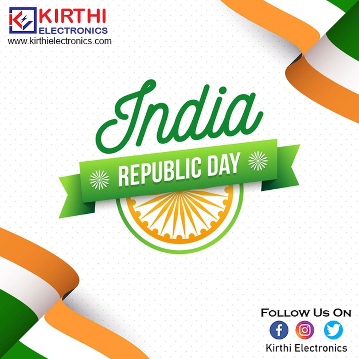 Kirthiestore's tweet photo. Remembering our leaders, soldiers, national heroes and their sacrifices. Celebrating India, today &amp; everyday. Wishing you all a very Happy Republic Day. 🇮🇳 🤍
E-mail : kirthielectronics@gmail.com
Website : https://t.co/sDBaM8nOXt
#RepublicDayIndia
#26January #HappyRepublicDay https://t.co/yFNPuVRqLj