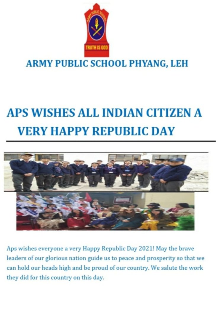 leh_aps's tweet photo. Aps,leh wishes everyone a very #HappyRepublicDay2021. May the brave leaders of our #glorious nation guide us to #peace and #prosperity so that we can hold our heads high and be proud of our country. We salute the work they did for this country on this day. https://t.co/O7MfUt3AkD
