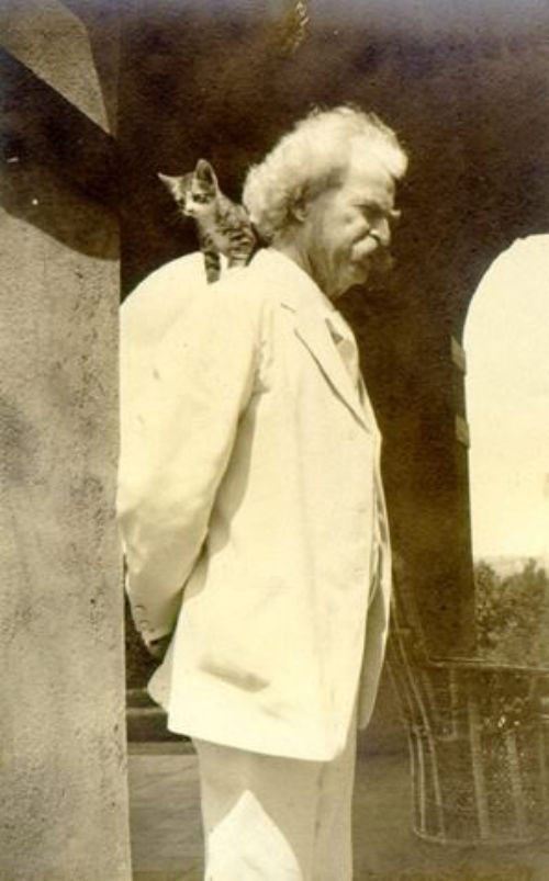 9/ Mark Twain and kitten