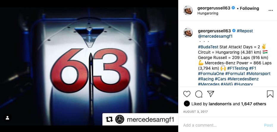 George would test drive the cars & also spend his off time with the merc team.