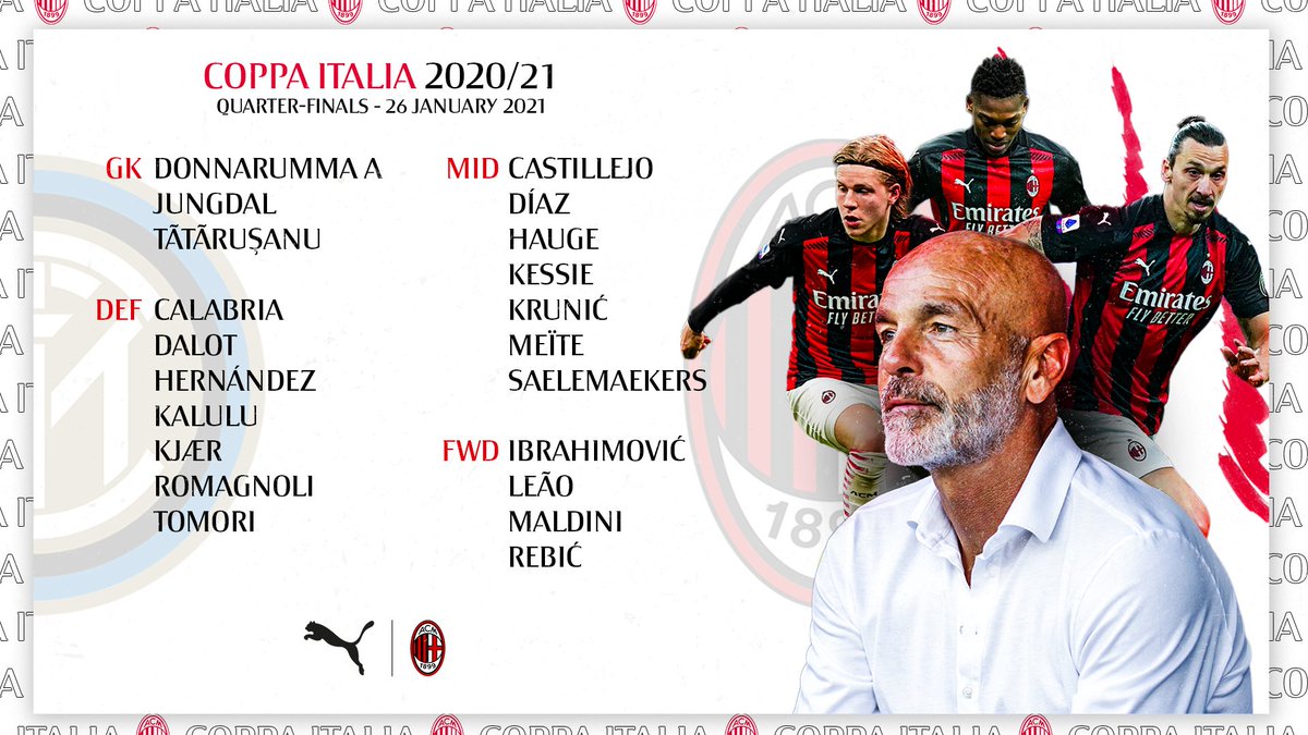 Ac Milan On Twitter Coppaitalia Derby Intermilan The Squad For Tonight S Crucial Clash I Convocati Per I Quarti Di Finale Sempremilan Pumafootball Https T Co Dhjomjozod