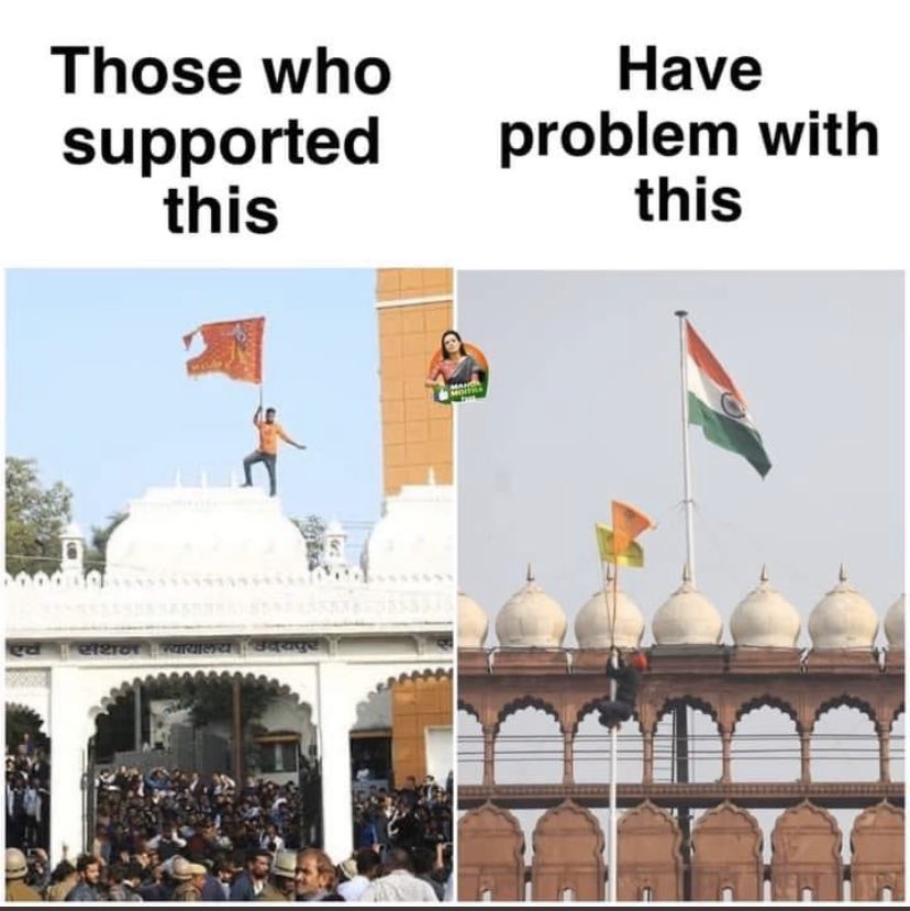 Hypocrites will cheer for the first photo and cry about the second photo! Let us protest as equals!

#FarmersProstests #KisaanTractorRally #Equality #DelhiProtsest #PeacefulProtest