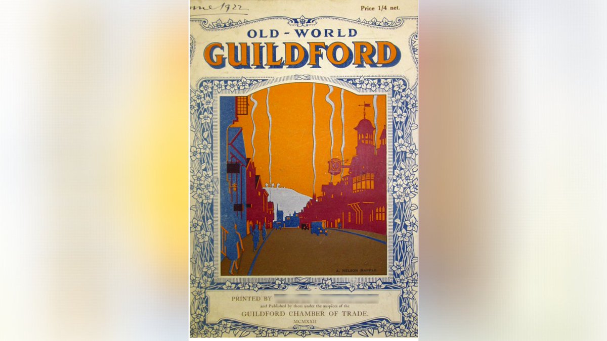 GuildfordInst's tweet photo. Today's #TuesdayTrivia comes from the Scrapbook Collection of our Library Archive. This beautiful illustration of Guildford High Street was created by artist A. Nelson Mapple in 1922. Can you guess which local stationary shop printed the work?
#Guildford #Surrey #LibraryArchive https://t.co/95DykdD6FF