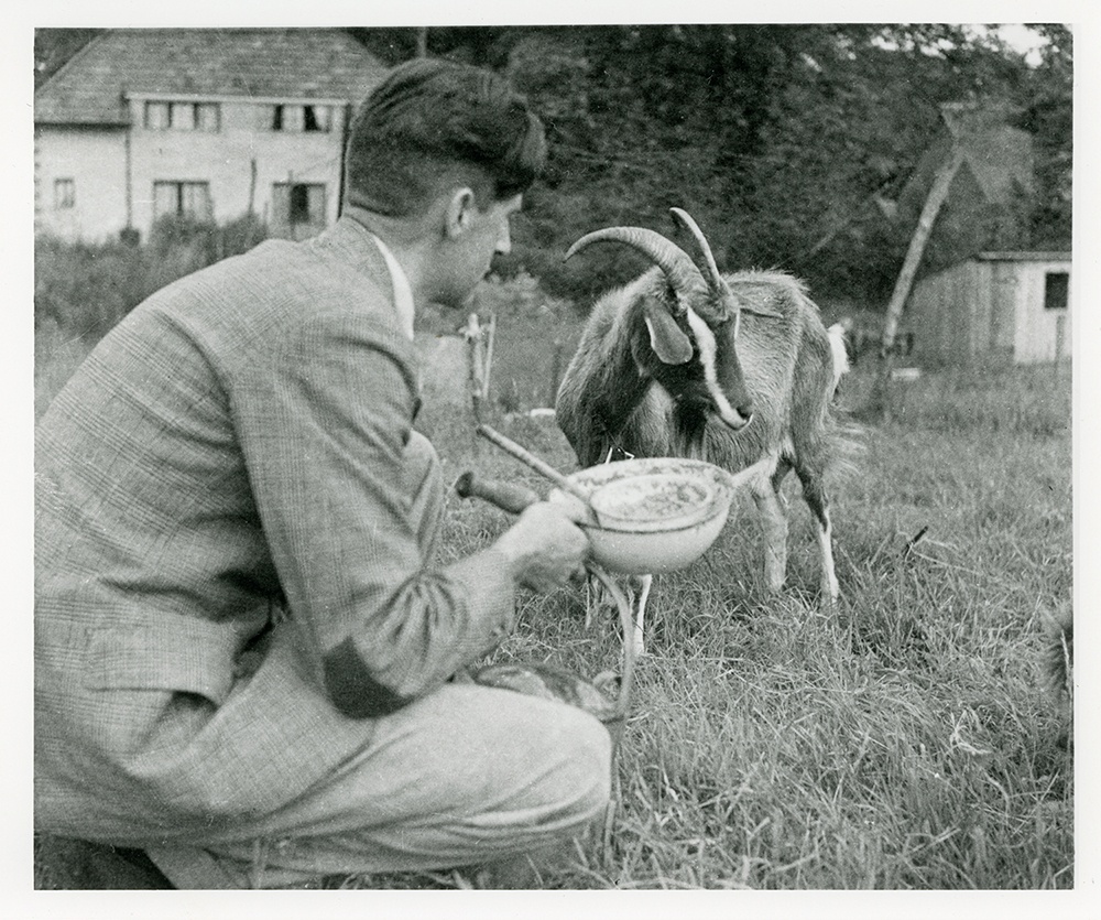 23/ George Orwell and his goat Muriel