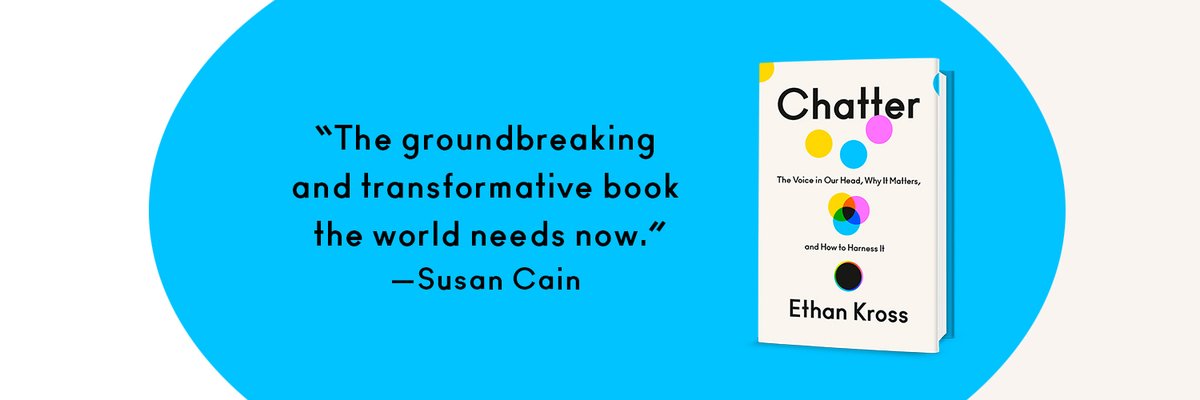 After many years of writing, I’m excited to share that CHATTER releases today! 

If you’re interested in learning about why we talk to ourselves, how those conversations shape our lives, and how they can be harnessed for good, check it out: ethankross.com/chatter/