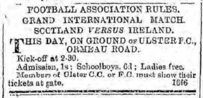 137 years ago today (26th January 1884) Ireland played Scotland in the very first match in the newly created 'British Championship' series.This was Ireland's 5th match but the previous 4 (2 against England & 2 against Wales) were played with nothing but pride at stake. 1/7