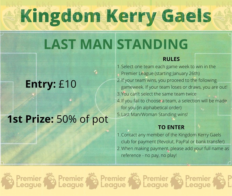 gaels_gaa's tweet photo. Still time to get involved with last man standing! Last push today so contact a member of the club for details! https://t.co/d5bCOHJA3c