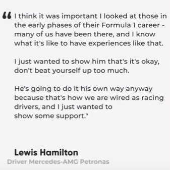 Lewis comforted George after his crash at Imola