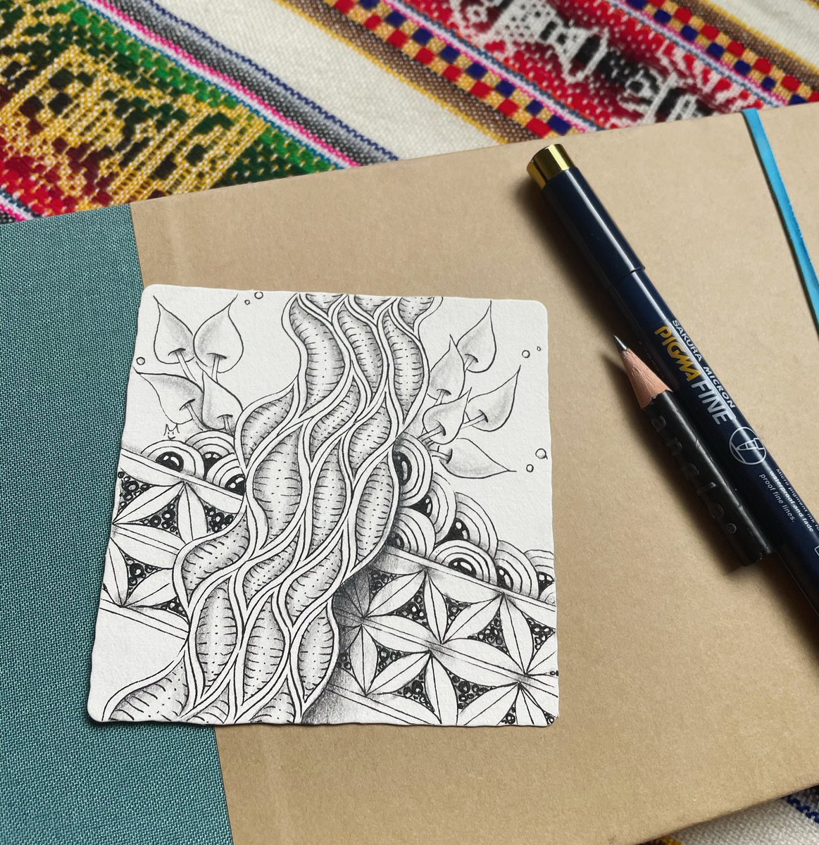 U_Midori_'s tweet photo. 新しいタングル　Narfello!真ん中のうのうねしたS字のタングル。#zentangle #ゼンタングル https://t.co/CXYkyTFnA1