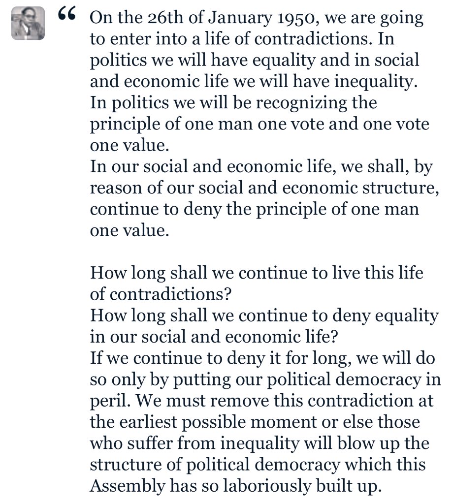 Psmithran's tweet photo. “On the 26th of January 1950, we are going to enter into a life of contradictions...” - Dr Ambedkar

#RepublicDay 
#Constitution 
#FarmersProtests https://t.co/MG9kKwejIa