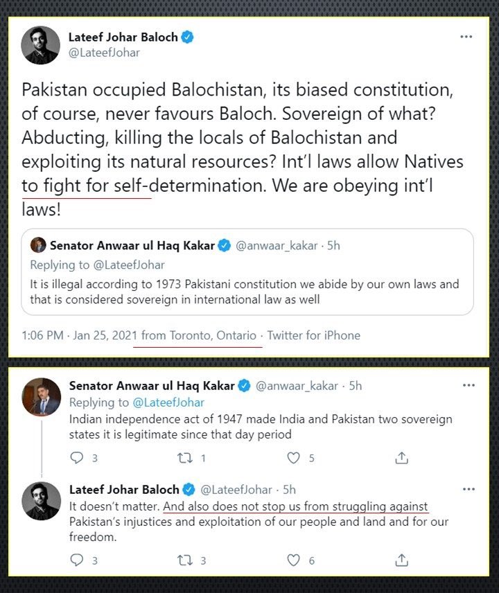Today, he described his “peaceful struggle” as a “fight for self determination” but another of Lateef’s posts from 2017 described questioning of Salma Baloch sister of BLA notorious terrorist Commander Aslam Achu as an “abduction” though she was briefly detained & released./13
